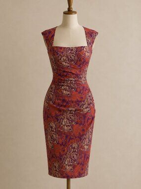 Vintage Y2K Nicole Miller Silk Studio One Paisley Ruched Cocktail Dress